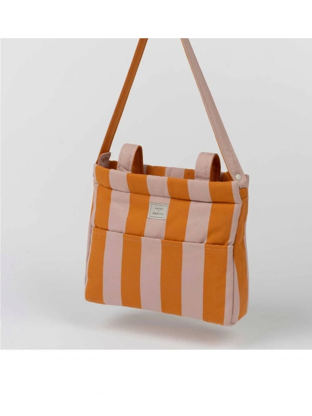 Minicoton Striped Orange & Pink Tote Bag by